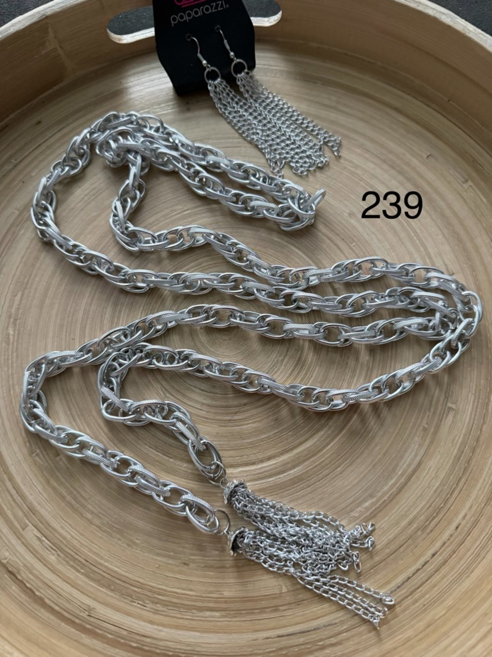 239 Paparazzi Silver Chain Tassel Necklace - Women's Silver Fashion Jewelry